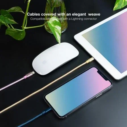 Nanocable Pack de 3 Cables Lightning a USB 2.0 Mallados, 1 m, Rosa, Dorado y Azul Pacífico Nanocable Pack de 3 Cables Lightning a USB 2.0 Mallados, 1 m, Rosa, Dorado y Azul Pacífico